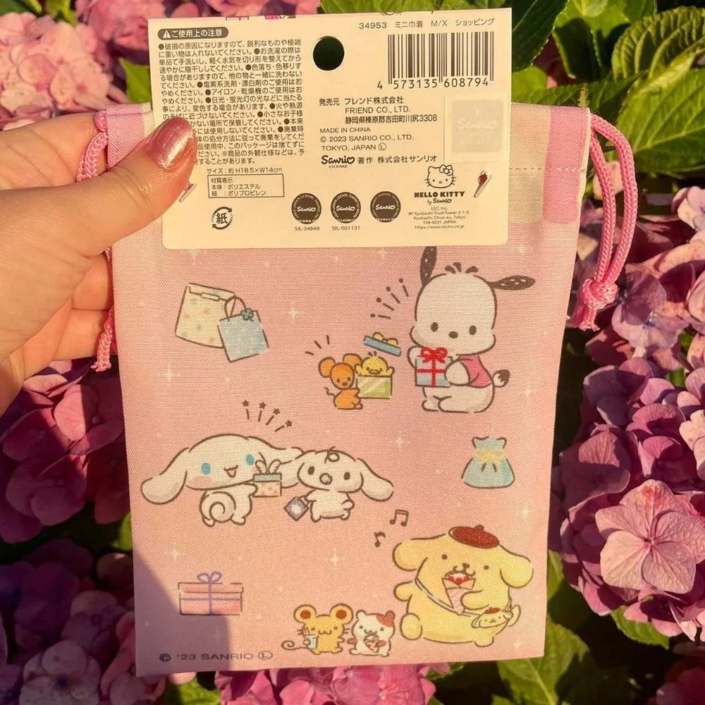 Sanrio Characters Pink Small Drawstring Bag